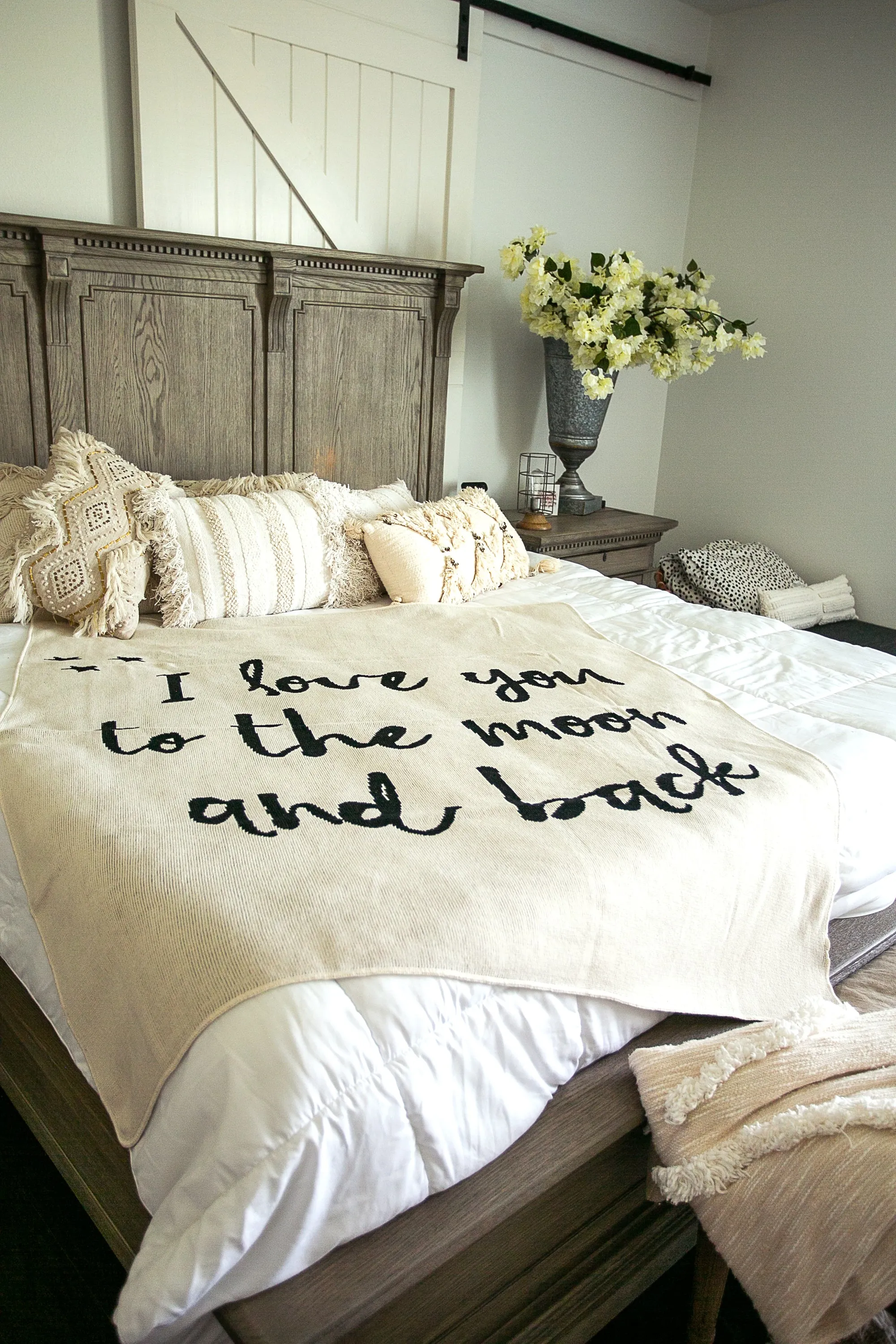 Made in the USA | Recycled Cotton Blend I love you to the moon and back Throw Blanket