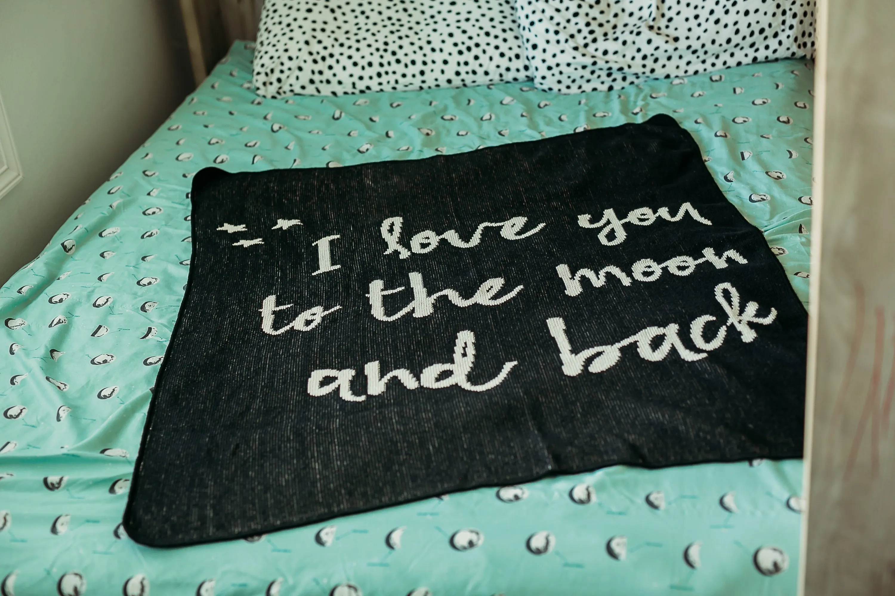 Made in the USA | Recycled Cotton Blend I love you to the moon and back Throw Blanket