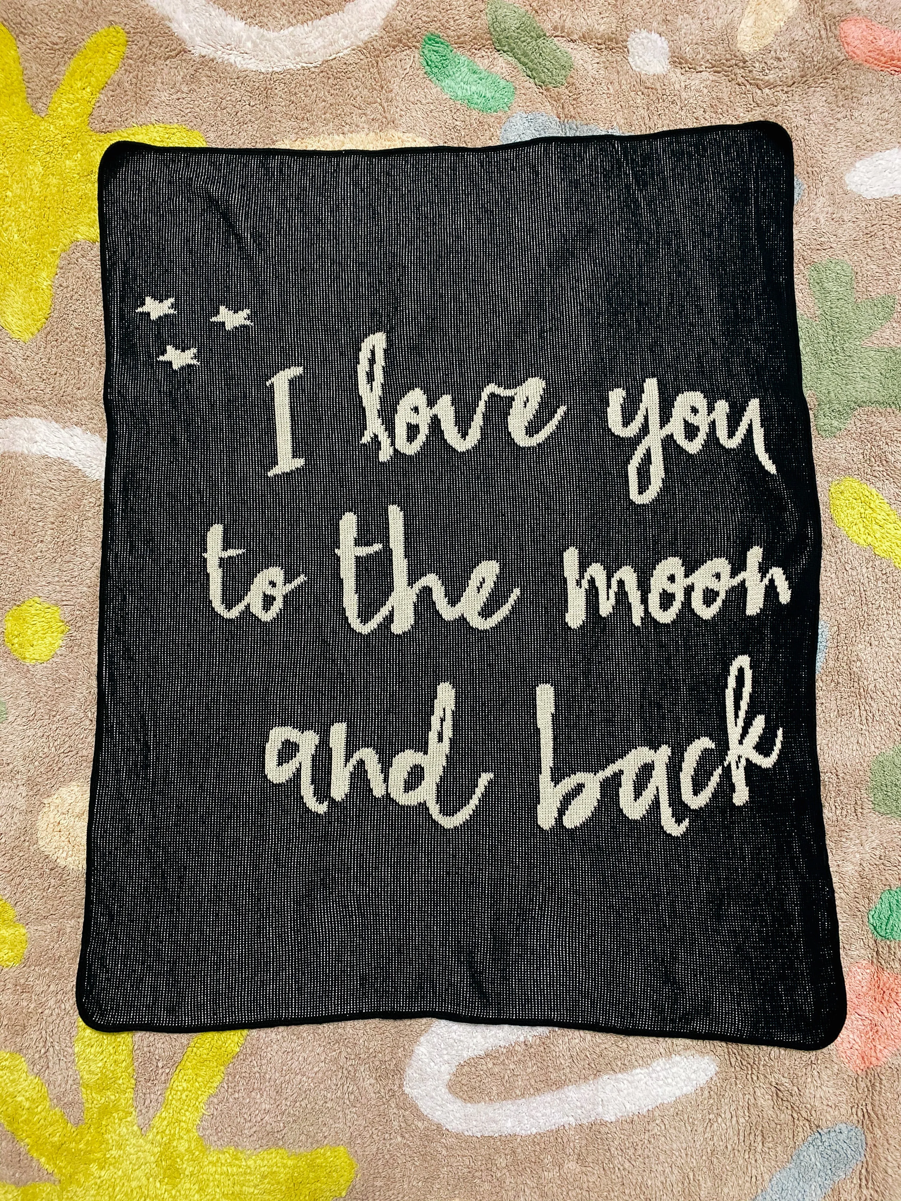 Made in the USA | Recycled Cotton Blend I love you to the moon and back Throw Blanket