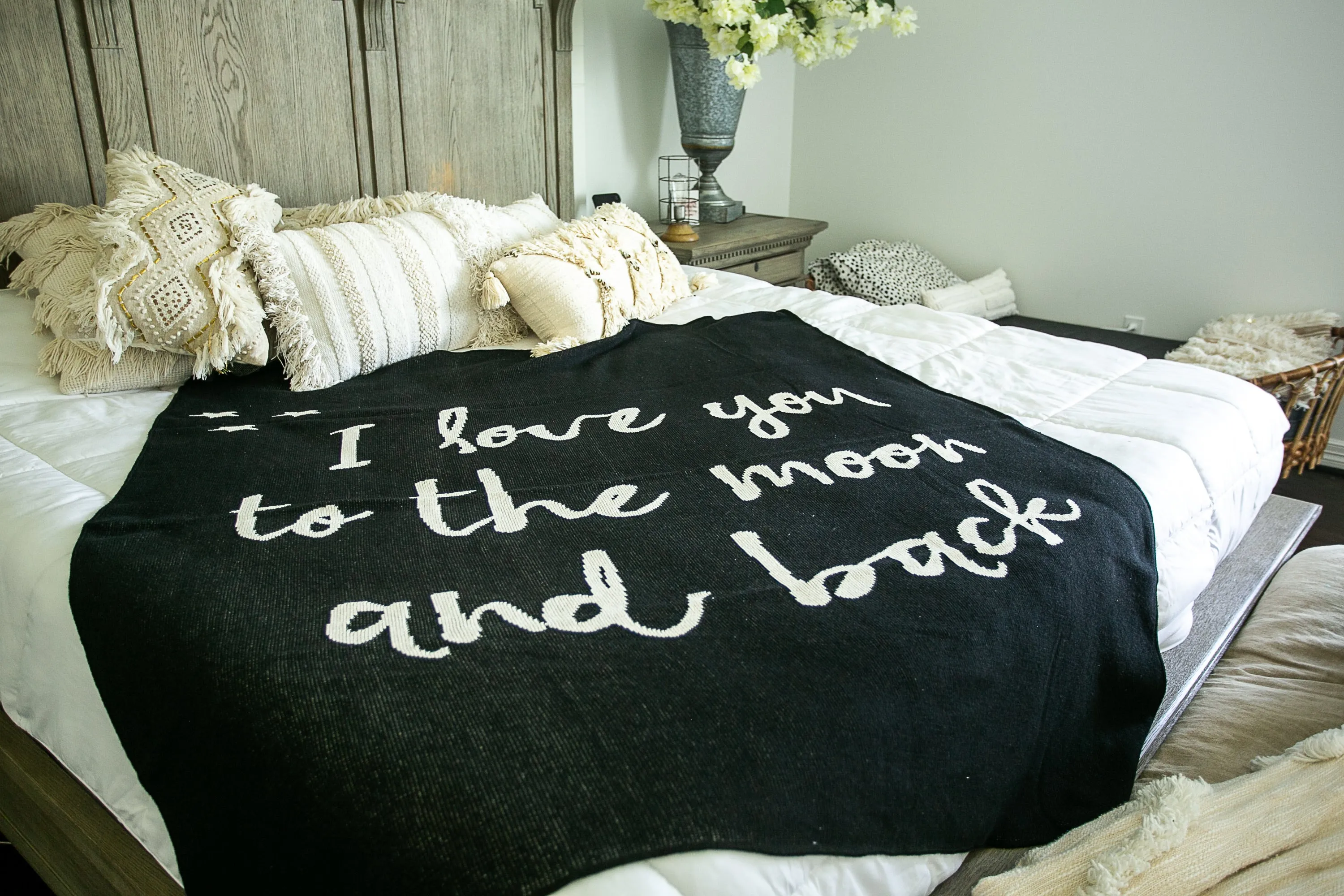 Made in the USA | Recycled Cotton Blend I love you to the moon and back Throw Blanket