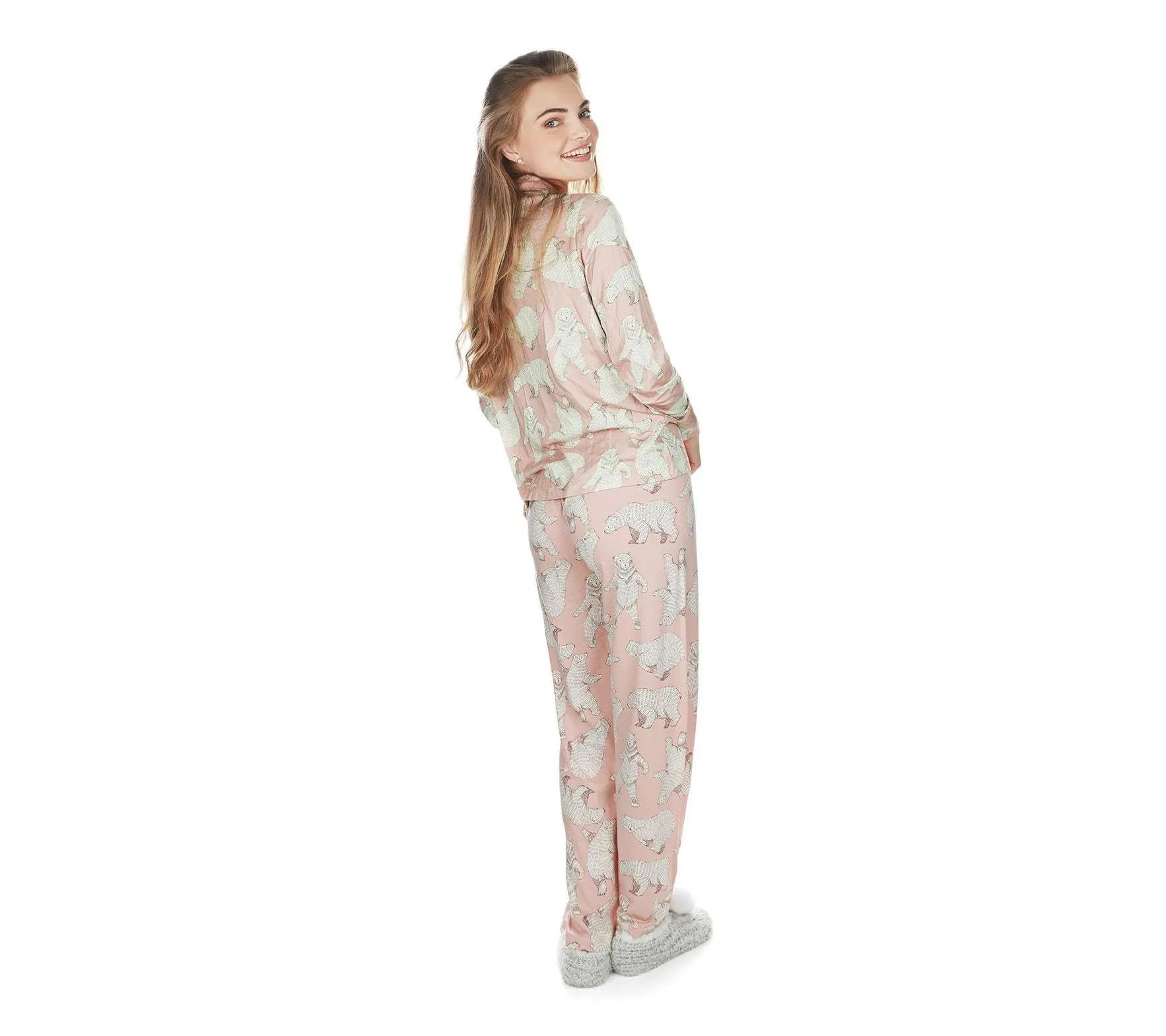 Memoi Women's Polar Bear Button-Front Pajama Set