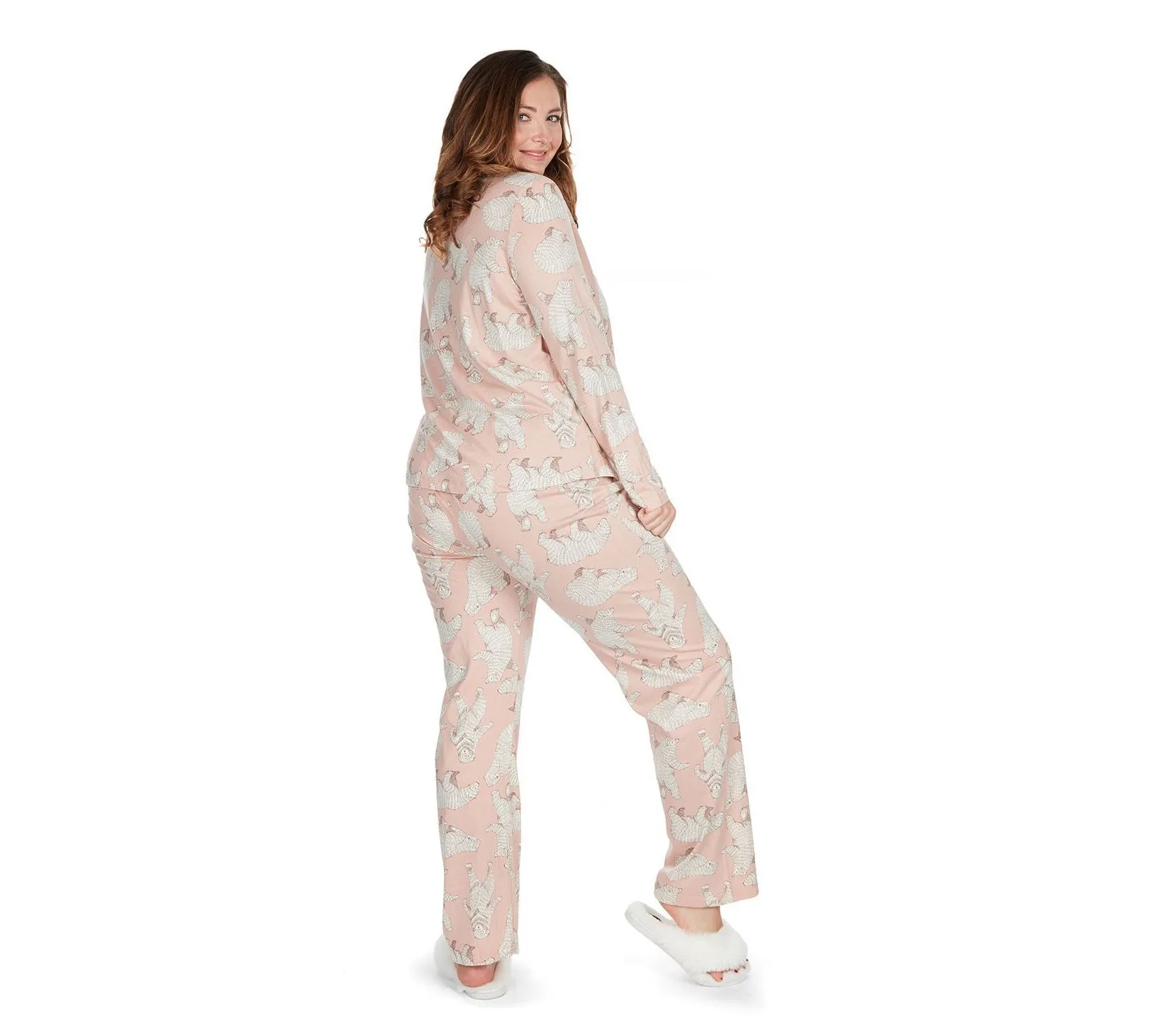 Memoi Women's Polar Bear Button-Front Pajama Set