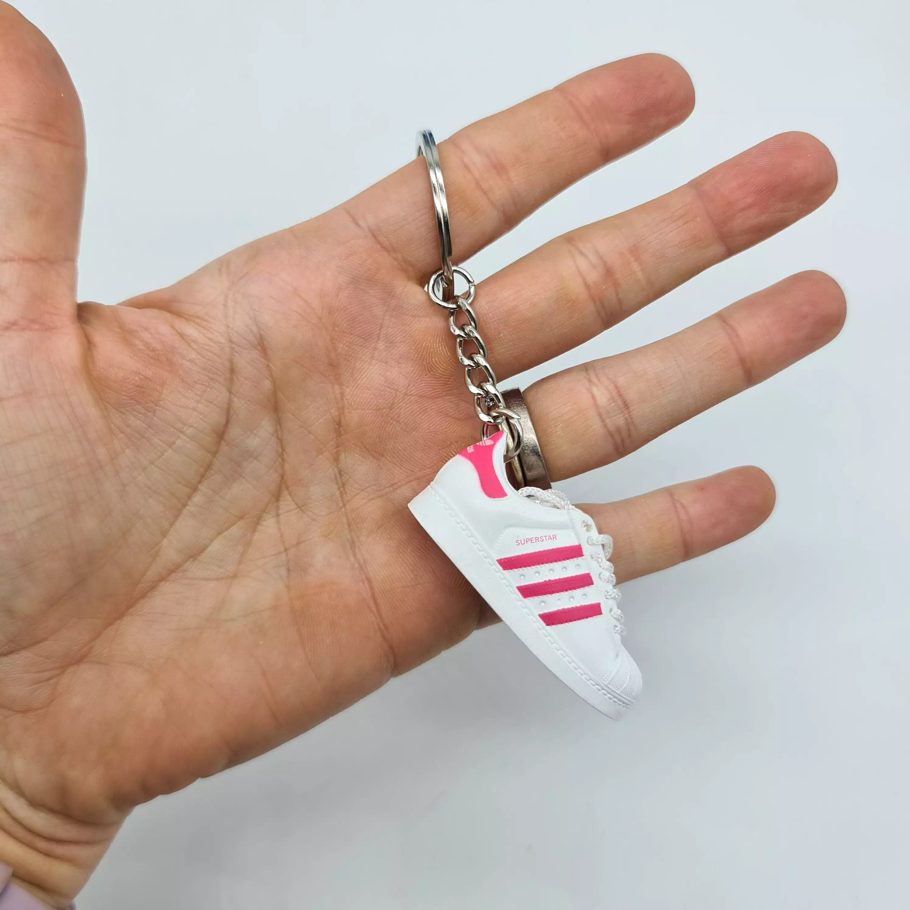 Mini Sneaker Keyring- Adi Superstar (White/Pink)