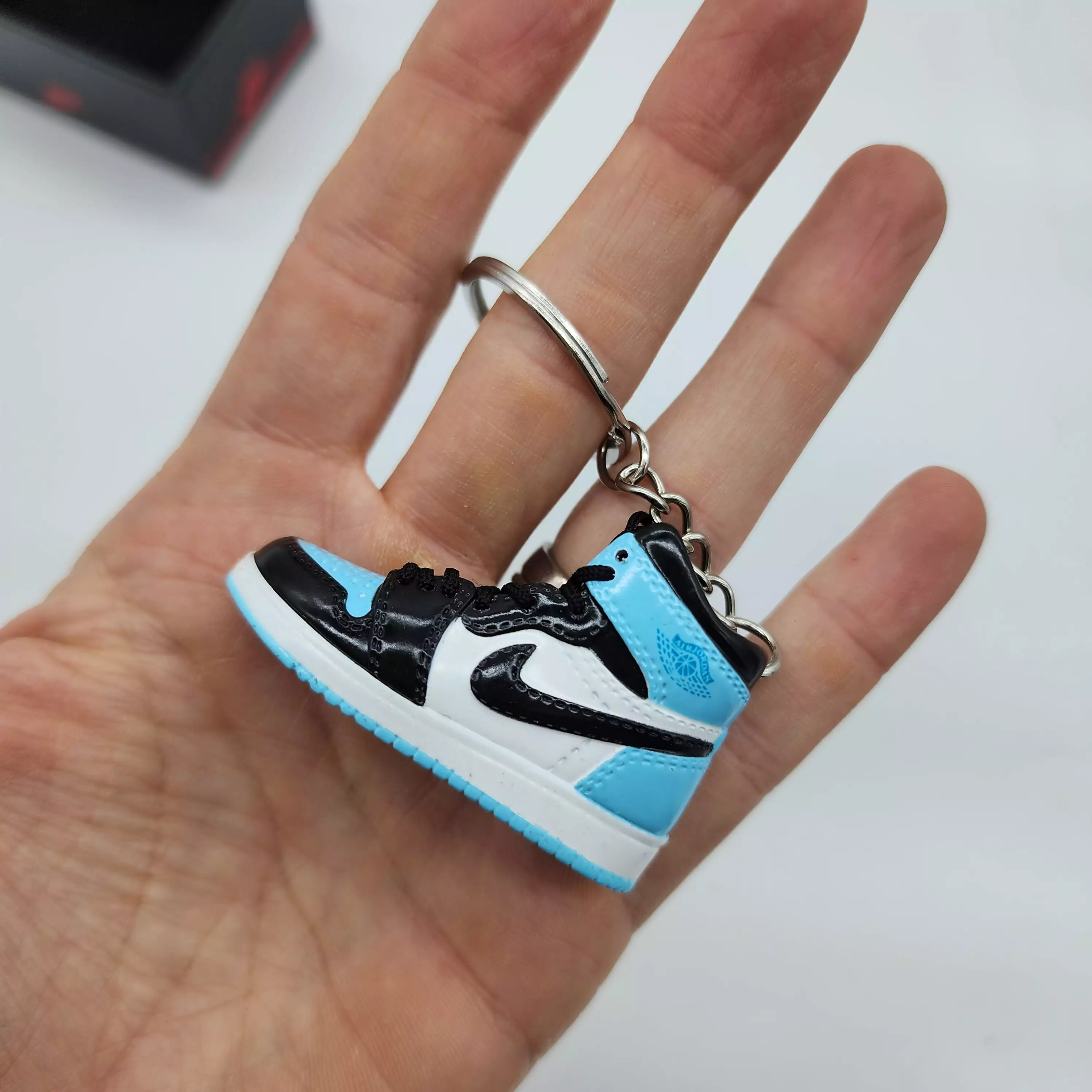 Mini Sneaker Keyring- AJ1 (Lt Blue/ White/ Black)