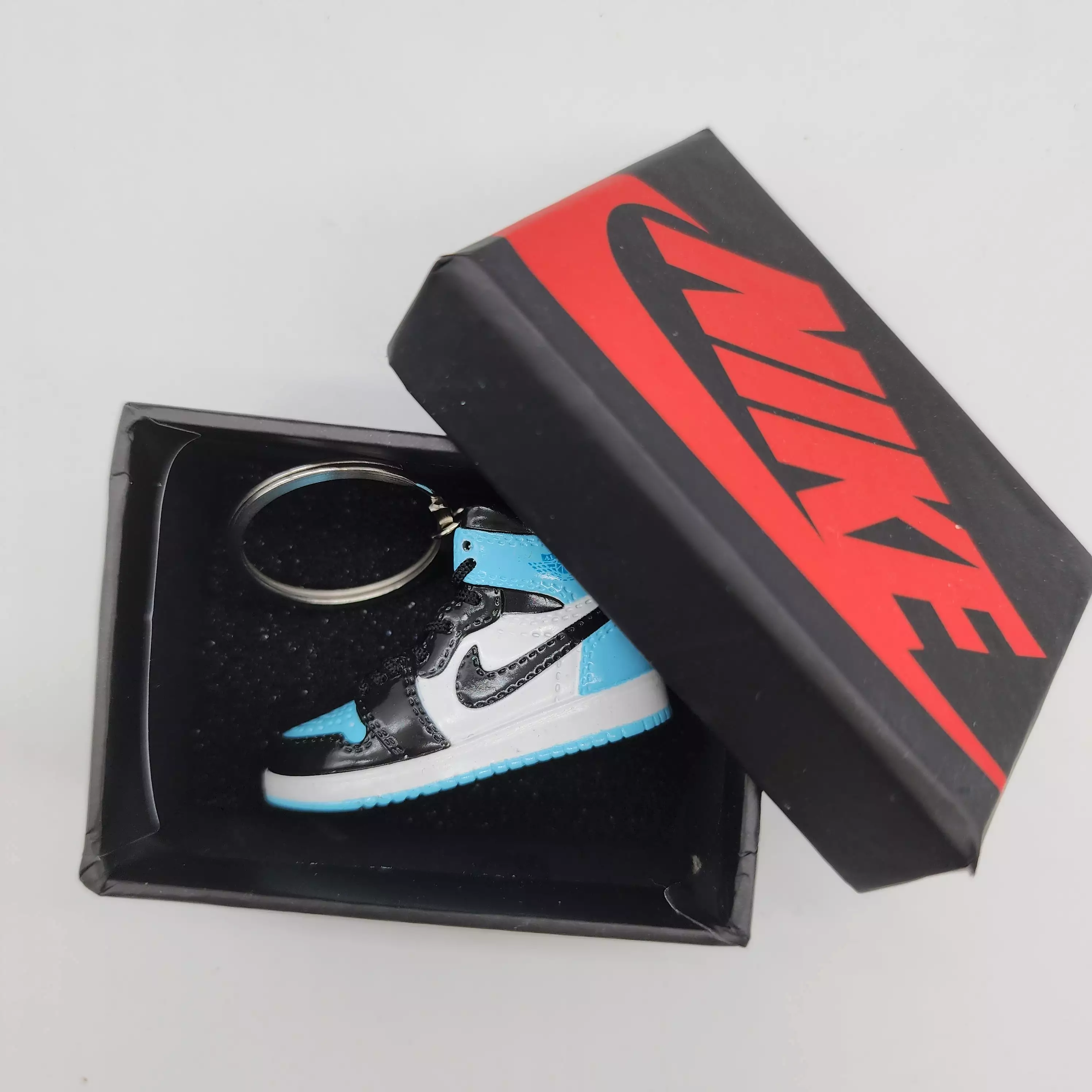 Mini Sneaker Keyring- AJ1 (Lt Blue/ White/ Black)