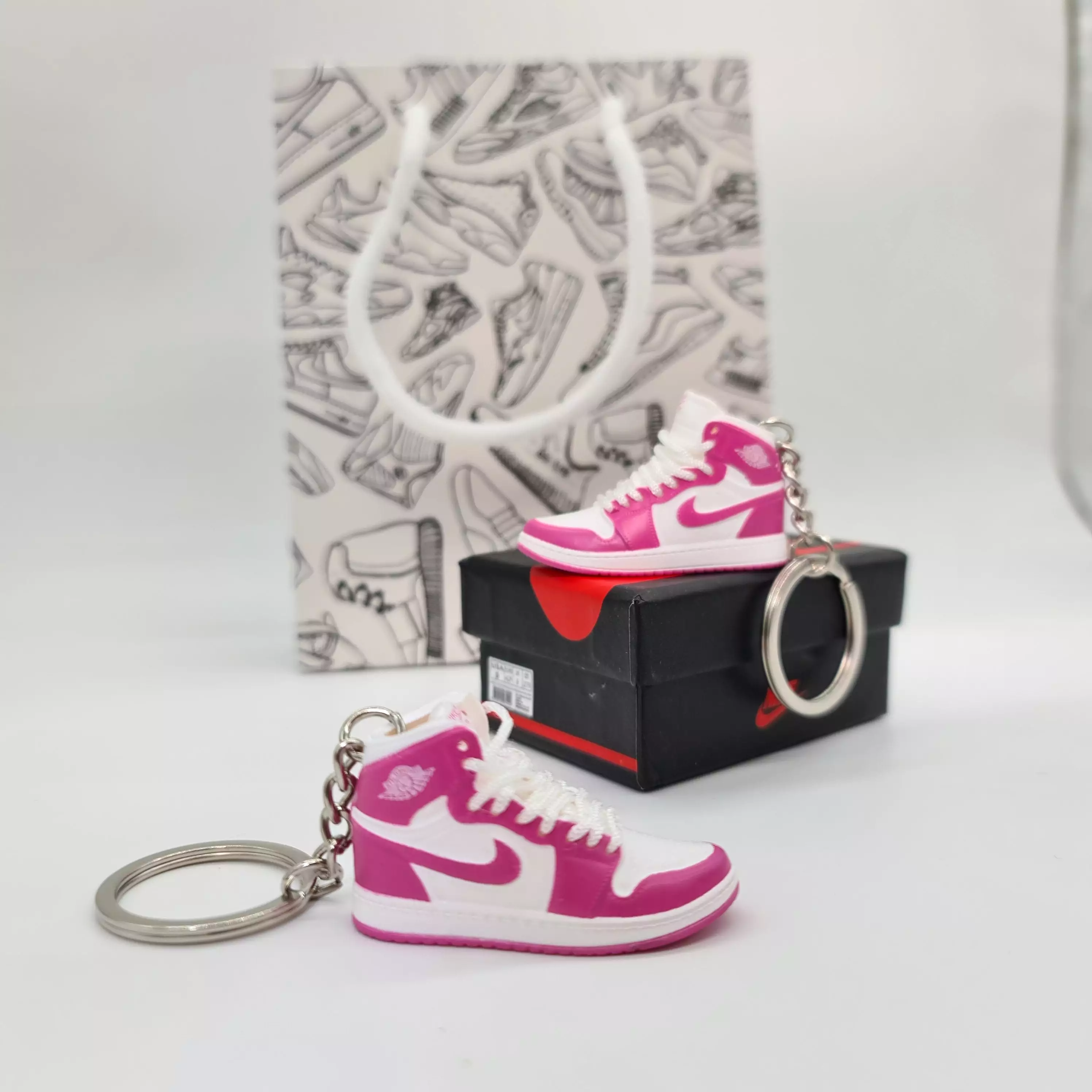 Mini Sneaker Keyring- AJ1 (Pink/White)