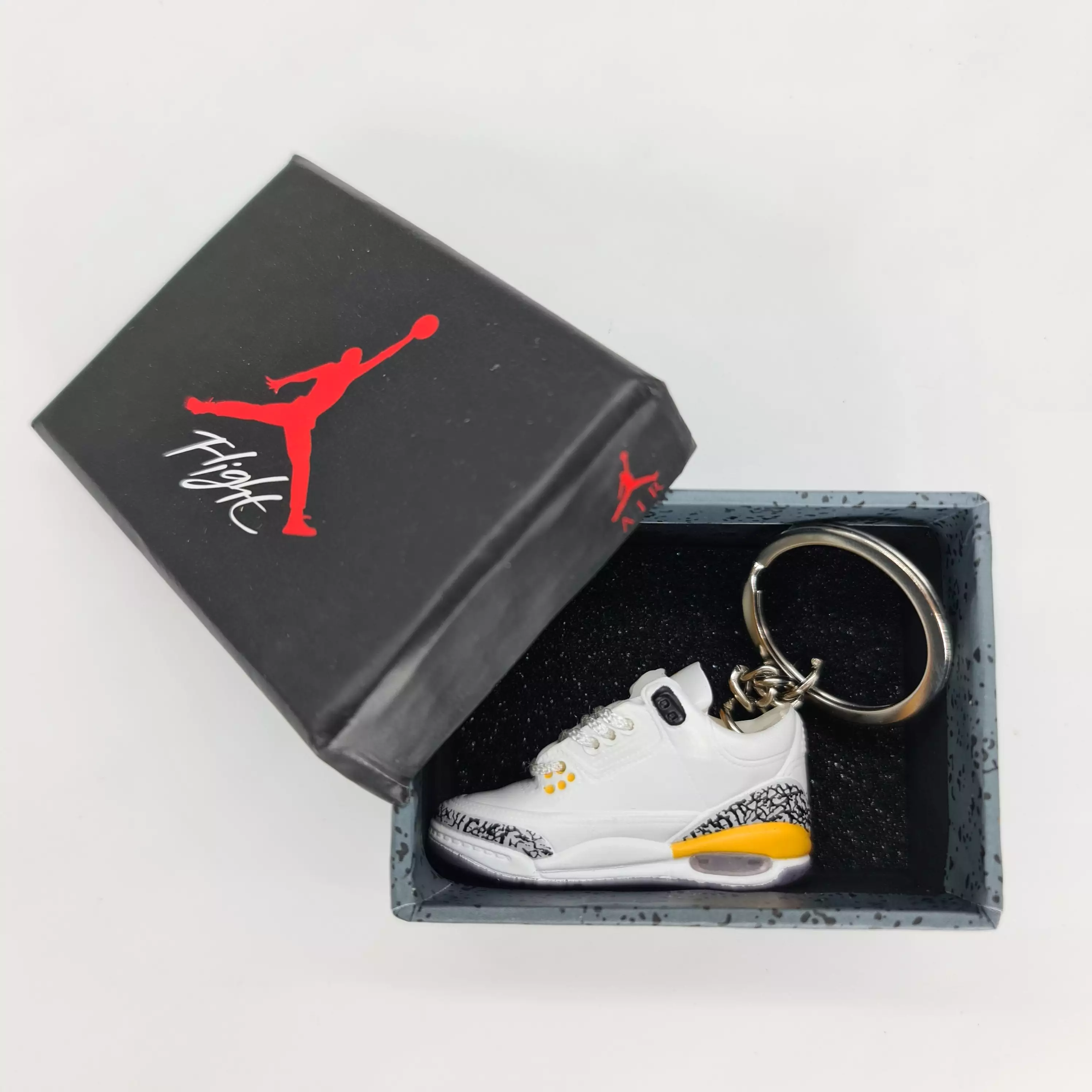 Mini Sneaker Keyring- AJ3 (White/Yellow)