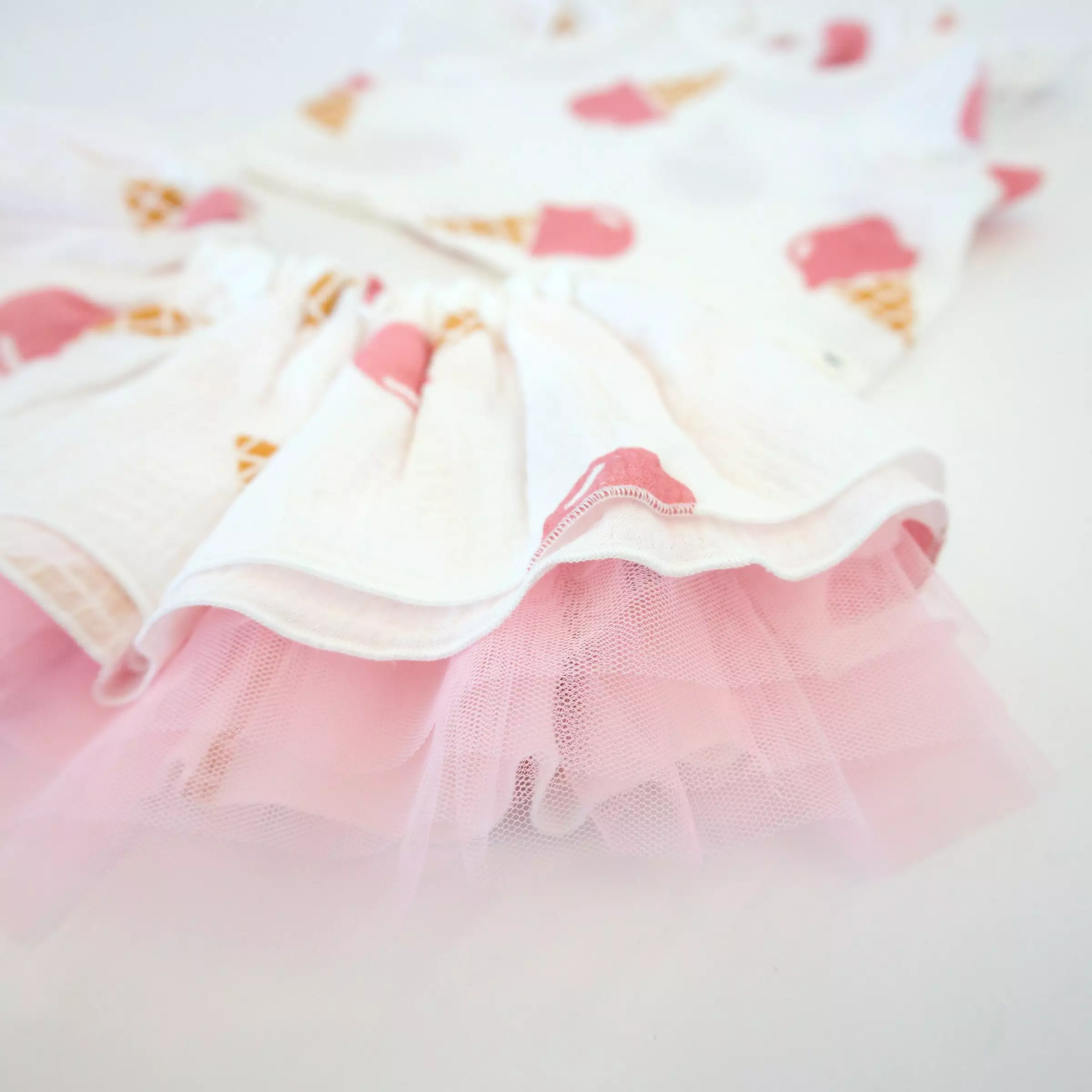 oh baby! Gauze Lola Top and Tutu Skirt Set - Single Scoop Ice Cream Cone - Oyster