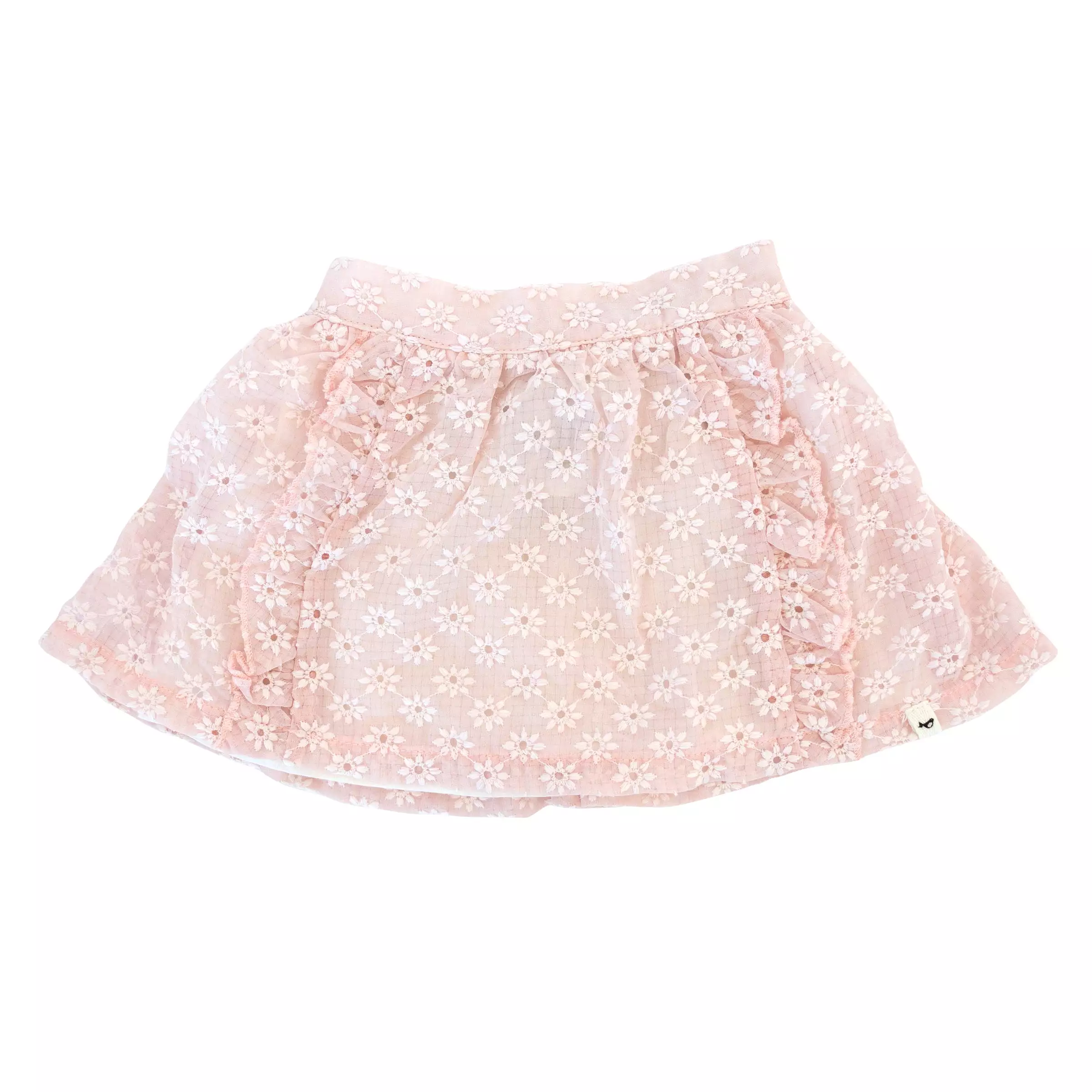 oh baby! Millie Skirt - Embroidered Daisies - Pale Pink