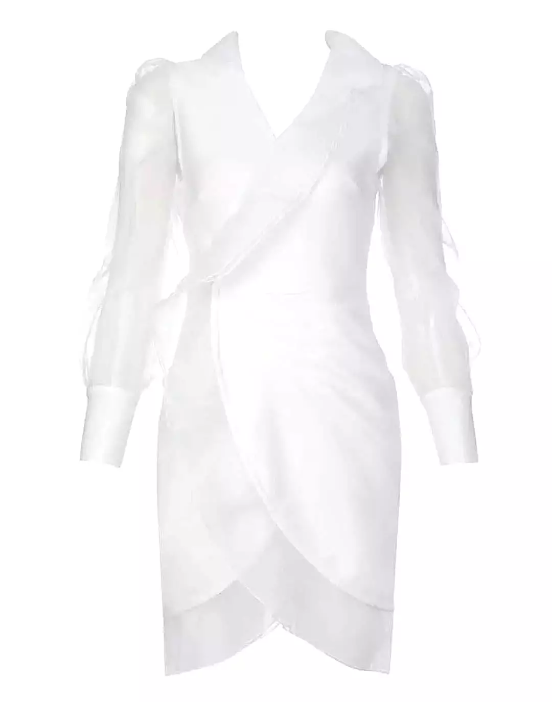 Organza Sleeve Dress In White