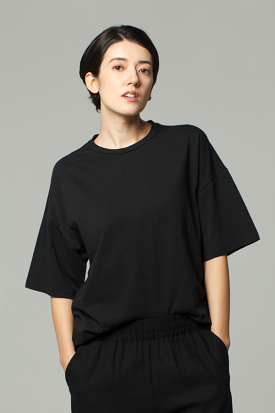 Oversized Cotton Crew | Black