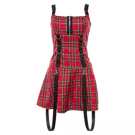 PUNK SLEEVELESS RED CHECKED DRESS BY71037