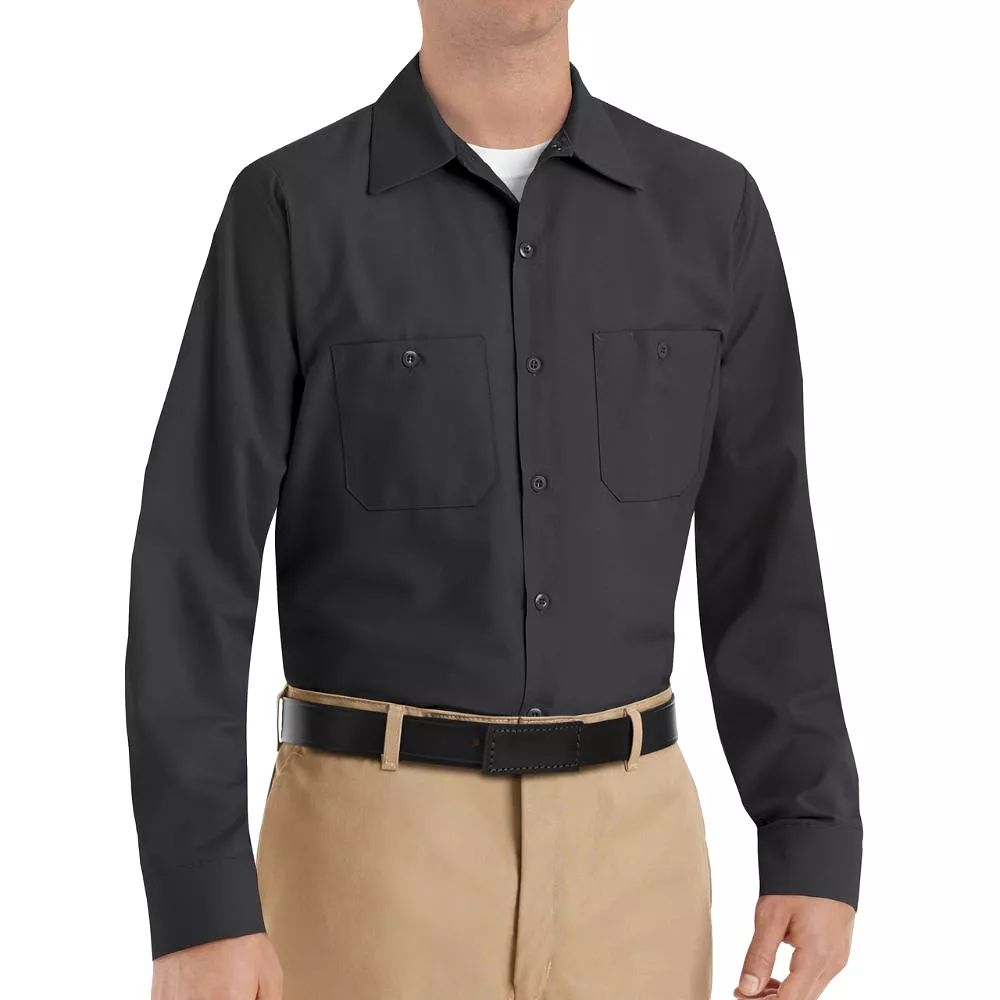 Red Kap Men's Long Sleeve Industrial Work Shirt - Black