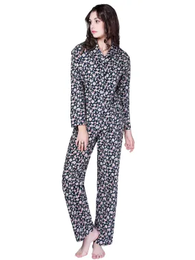 Richie House Women's Floral Two Piece Cotton Pajama Set Long Sleeve Sleep-Lounge RHW2743