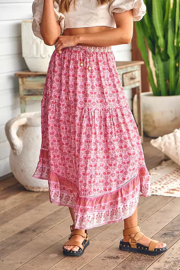 Shayla Maxi Skirt Rose Blossom print