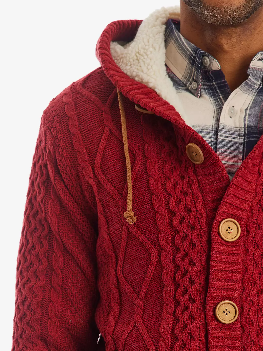 Sherpa Lined Cable Knit Cardigan