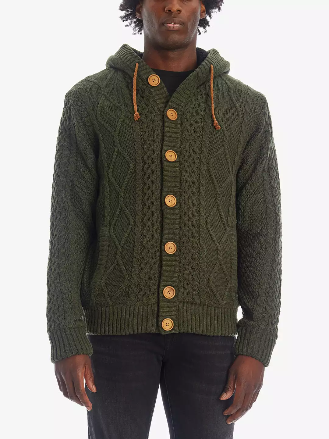 Sherpa Lined Cable Knit Cardigan