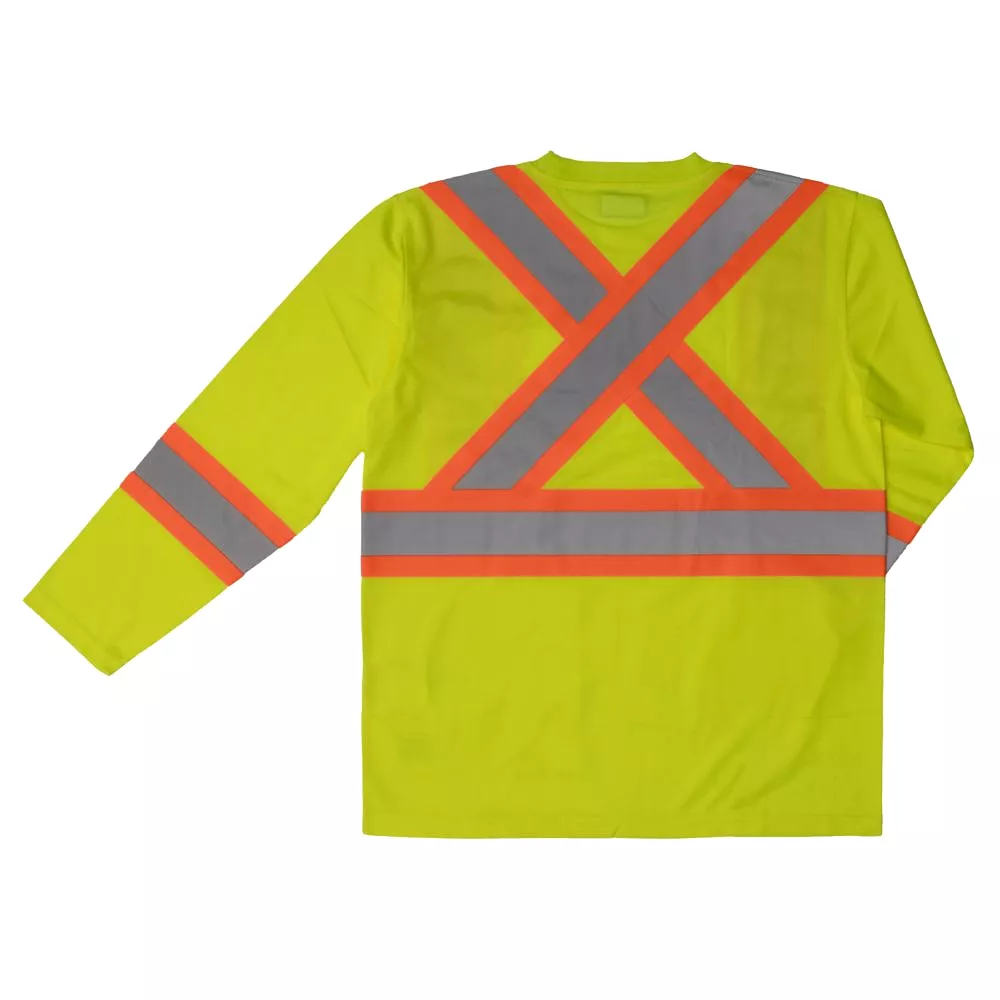 SIZE XS ONLY: Tough Duck Men's Mesh Long Sleeve High Visibility Shirt - Yellow