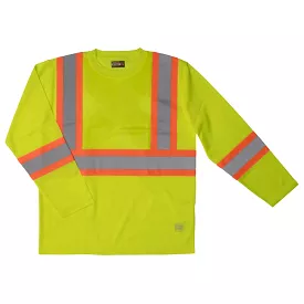 SIZE XS ONLY: Tough Duck Men's Mesh Long Sleeve High Visibility Shirt - Yellow