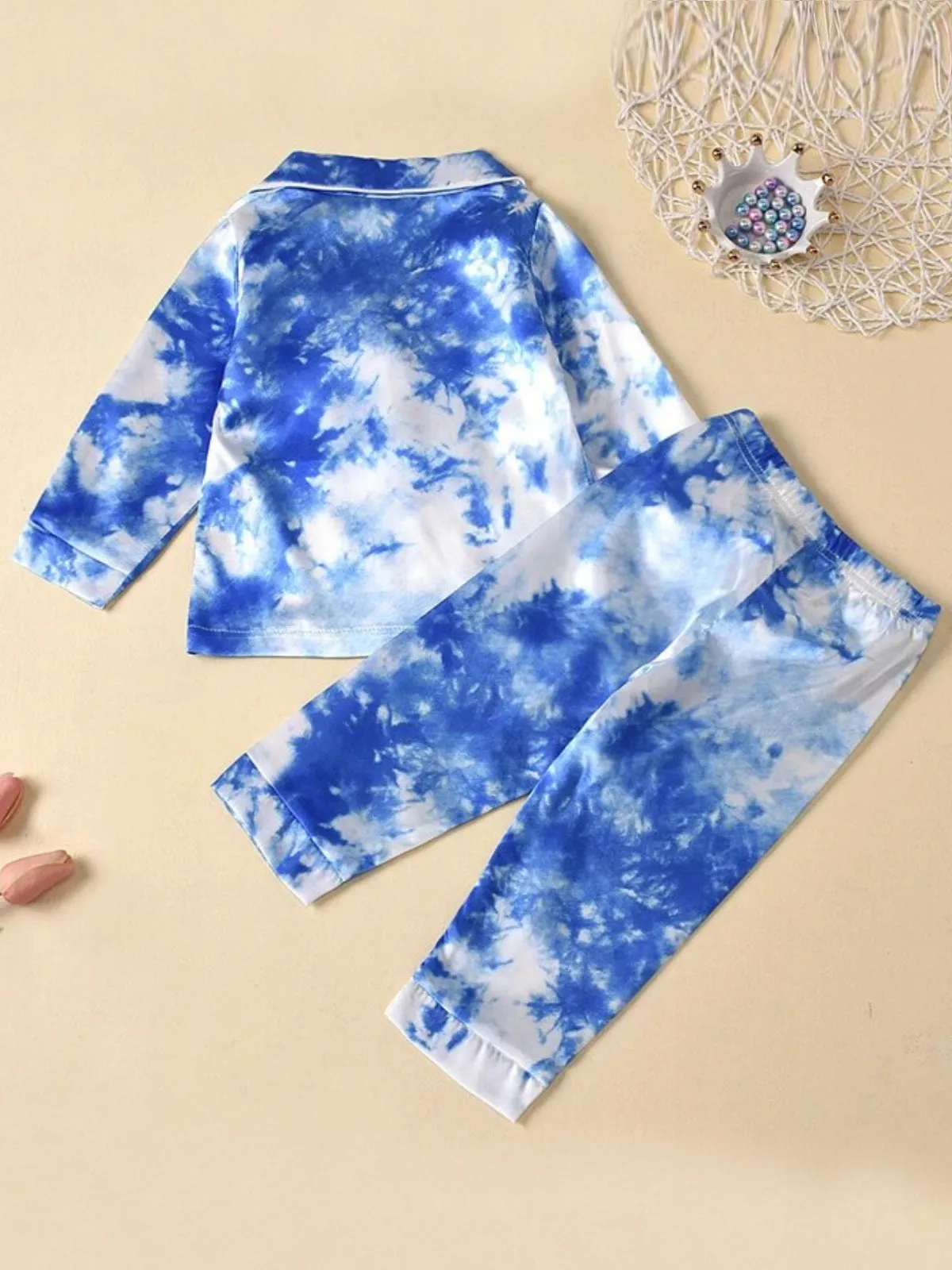 Swirly Dreams Tie-Dye Print Silk Pajama Set