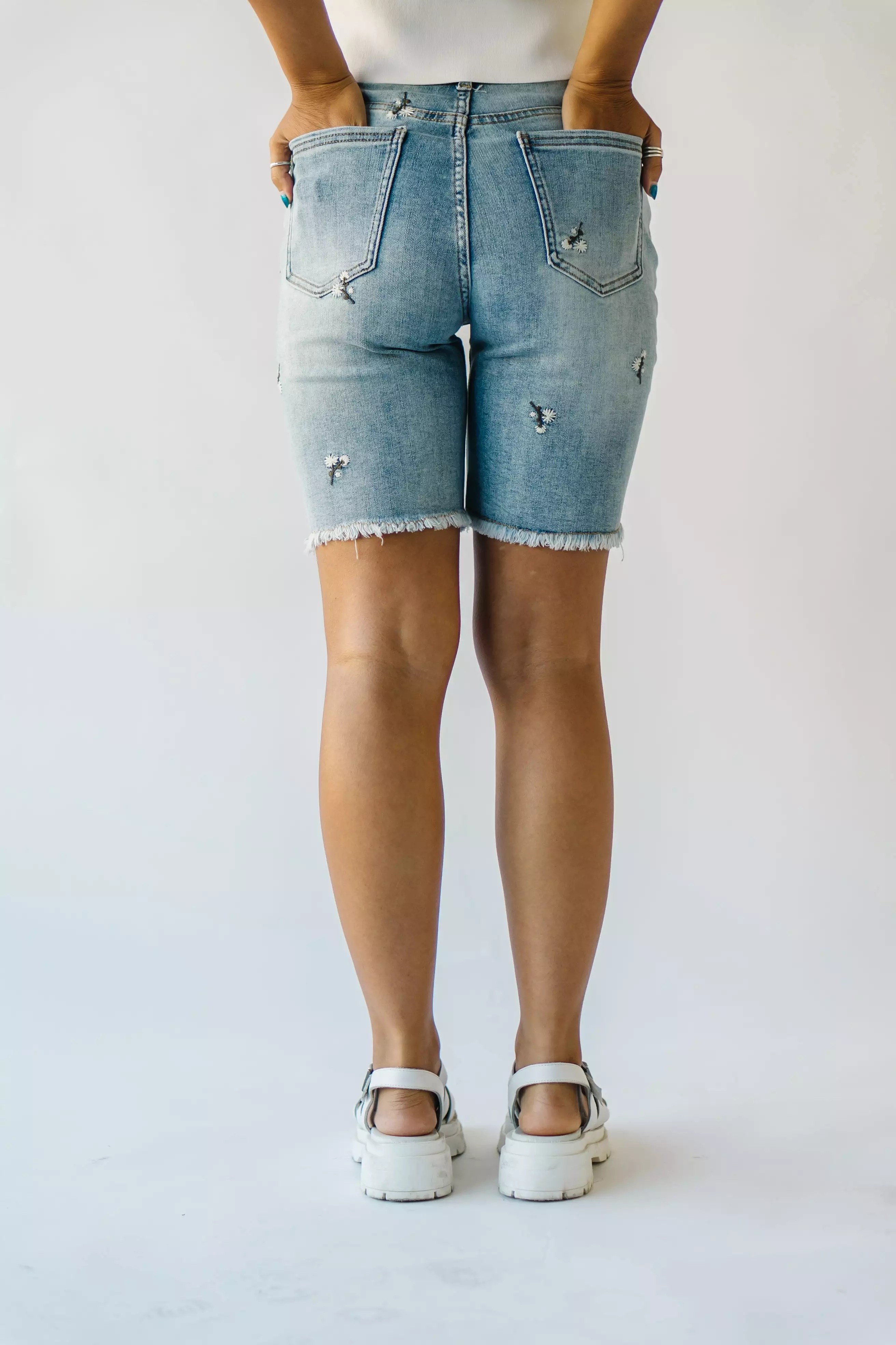 The Glenmora Embroidered Bermuda Shorts in Blue