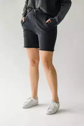 The Gretel Raw Edge Sweat-Shorts in Black