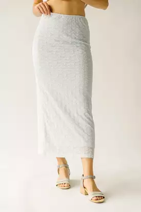 The Mateah Lace Midi Skirt in Light Blue