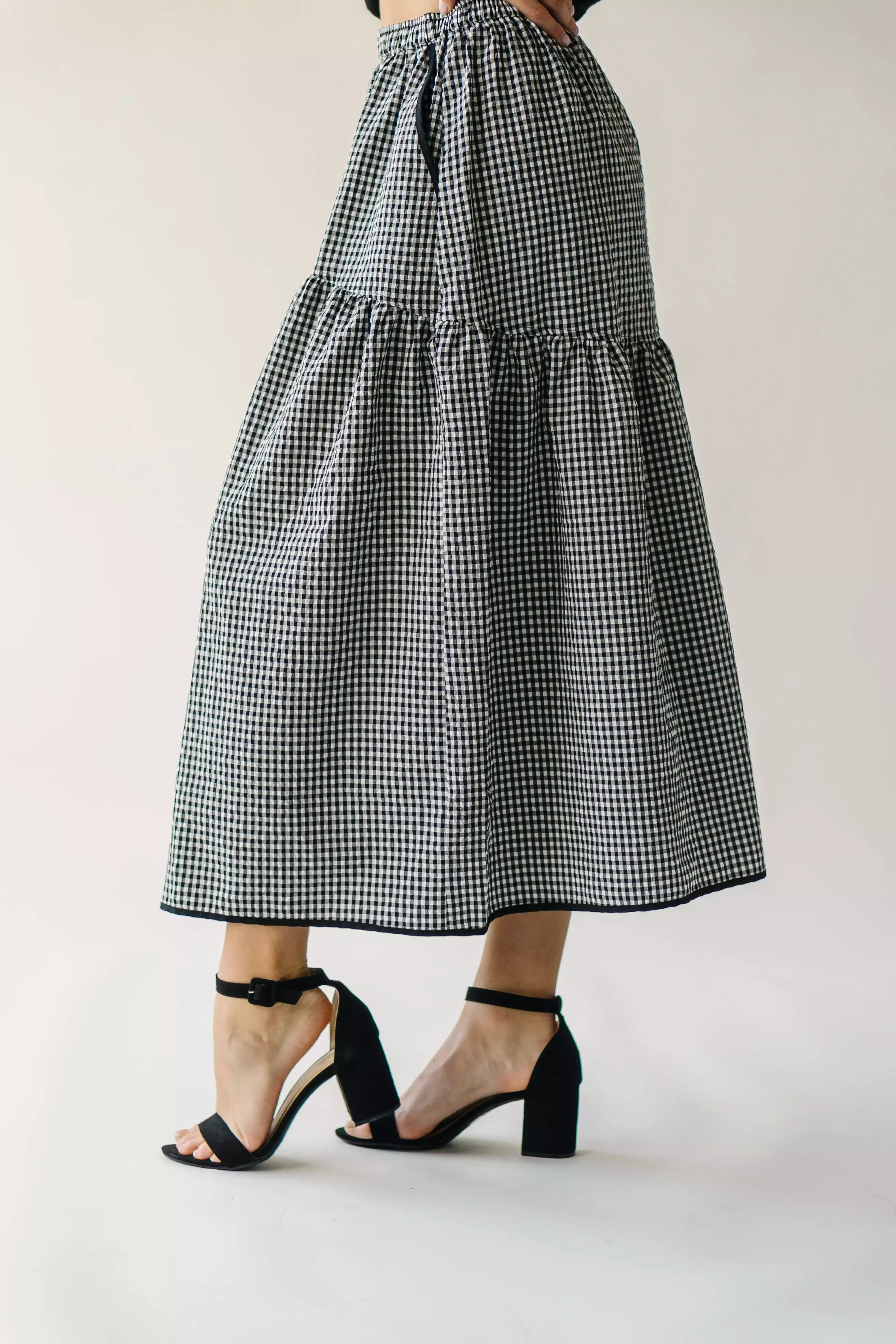 The Wasco Gingham Maxi Skirt in Black