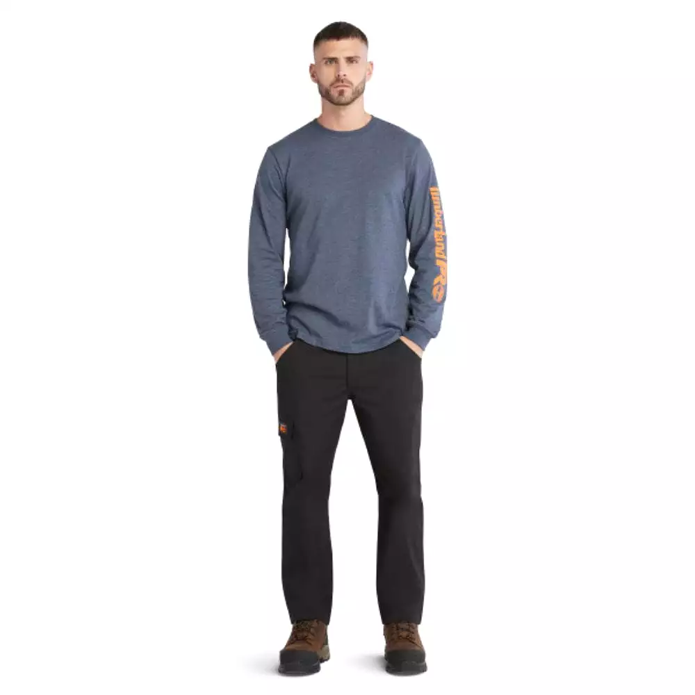 Timberland PRO Men's Core Logo Long-Sleeve T-Shirt - Blue Heather