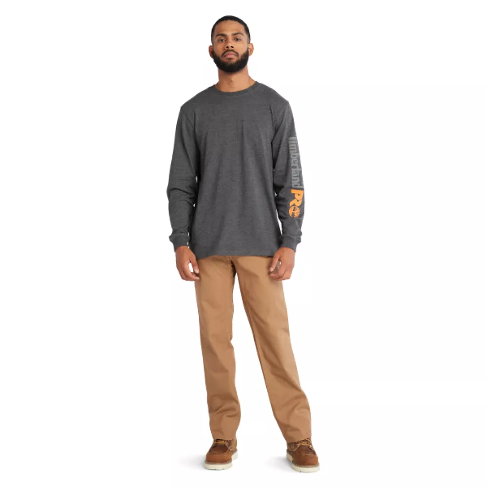 Timberland PRO Men's Core Logo Long-Sleeve T-Shirt - Grey Heather