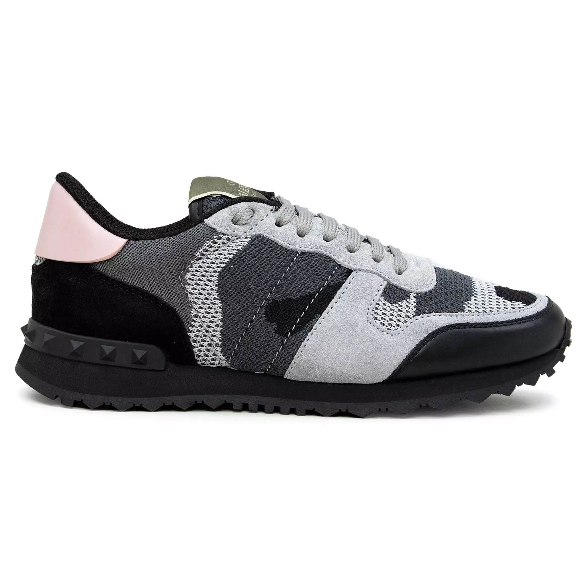 Valentino Rockrunner Camouflage Grey Black Pink Mesh Sneaker (W)