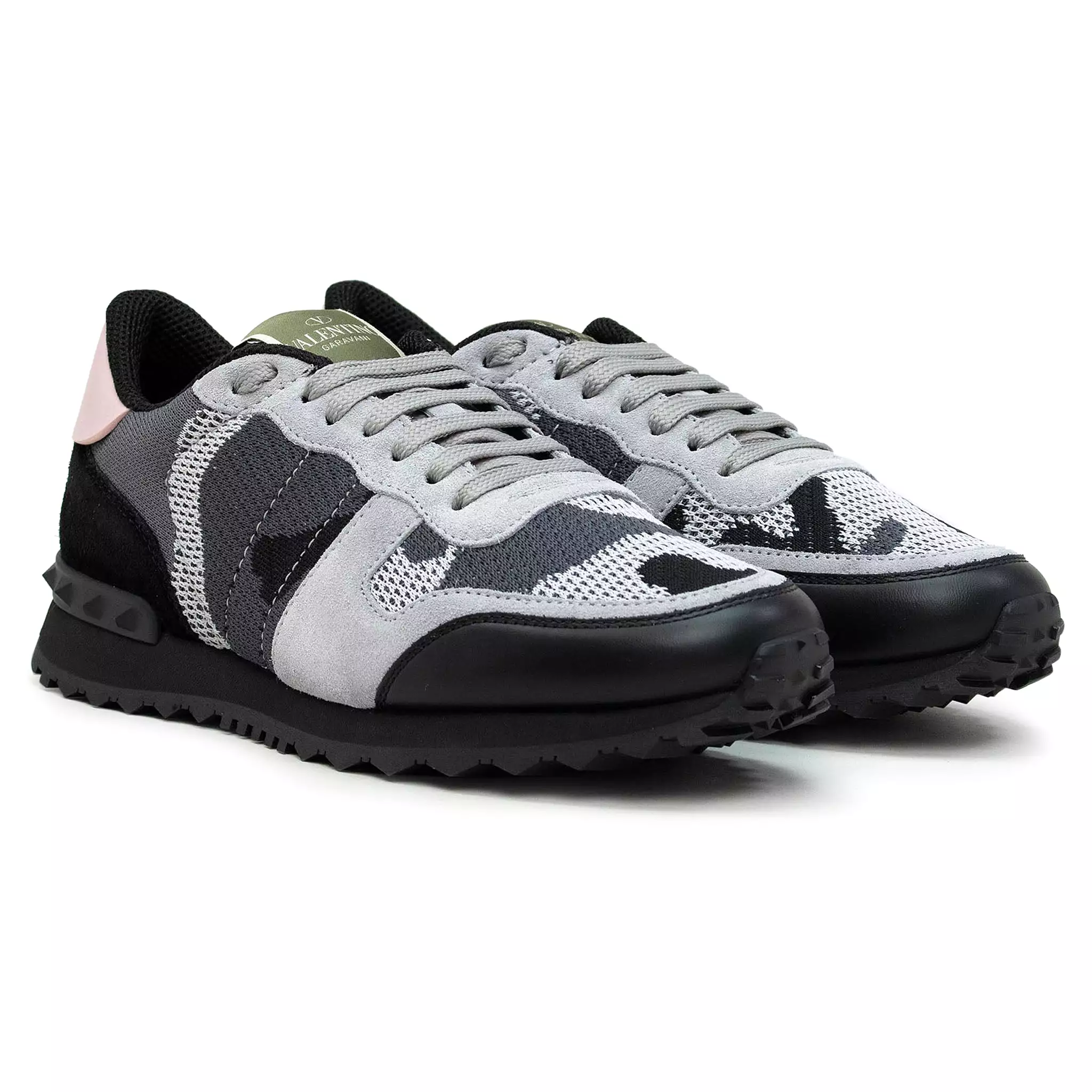 Valentino Rockrunner Camouflage Grey Black Pink Mesh Sneaker (W)