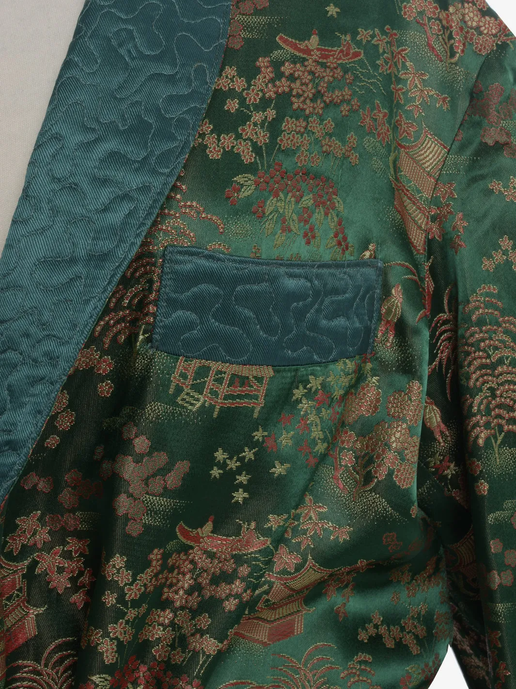 Vintage Chinese Print Fabric Robe - '60